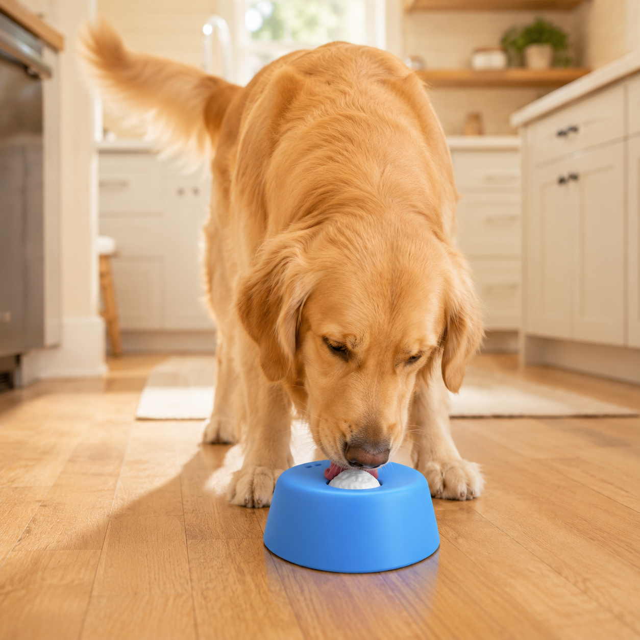 No-spill lick bowl with yogurt