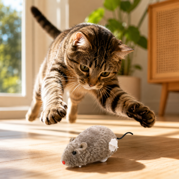 Wind-up mouse cat toy hero
